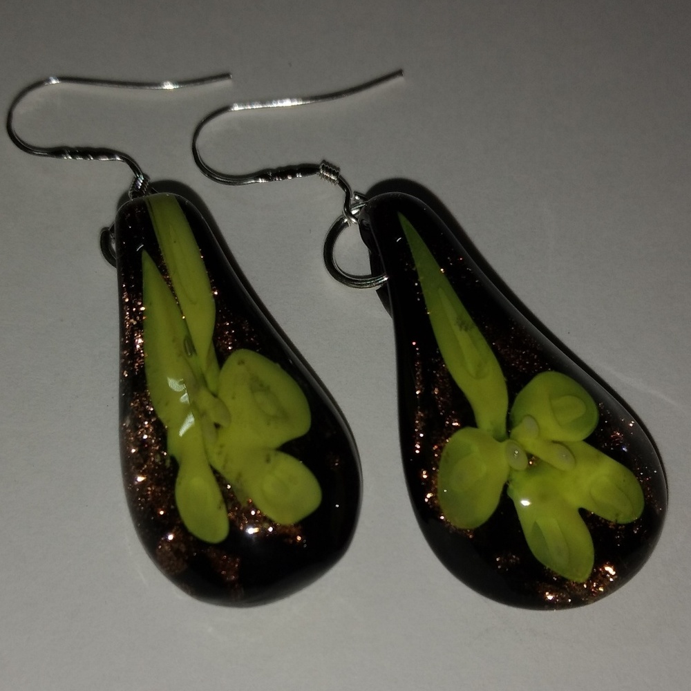 Blown Glass with Sterling Earrings Hooks